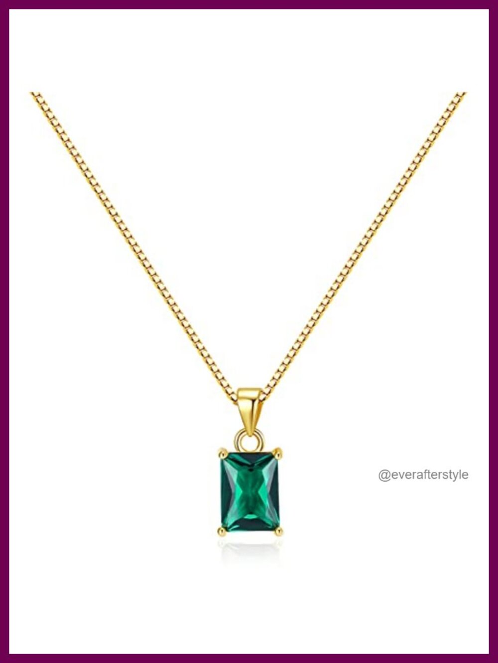 14K Gold Plated Sterling Emerald Cut CZ Baguette Pendant Necklace 18 inches